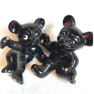 Vintage Unique Black Baby Bears Salt and Pepper Shakers